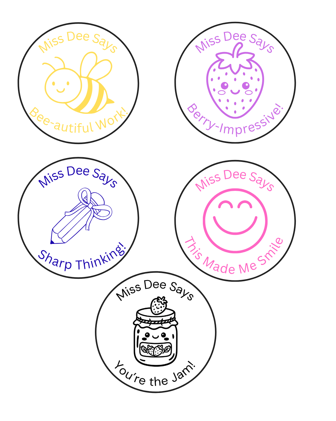 The Sweet Success Collection | 5 Personalised Teacher Stamps🍓✨